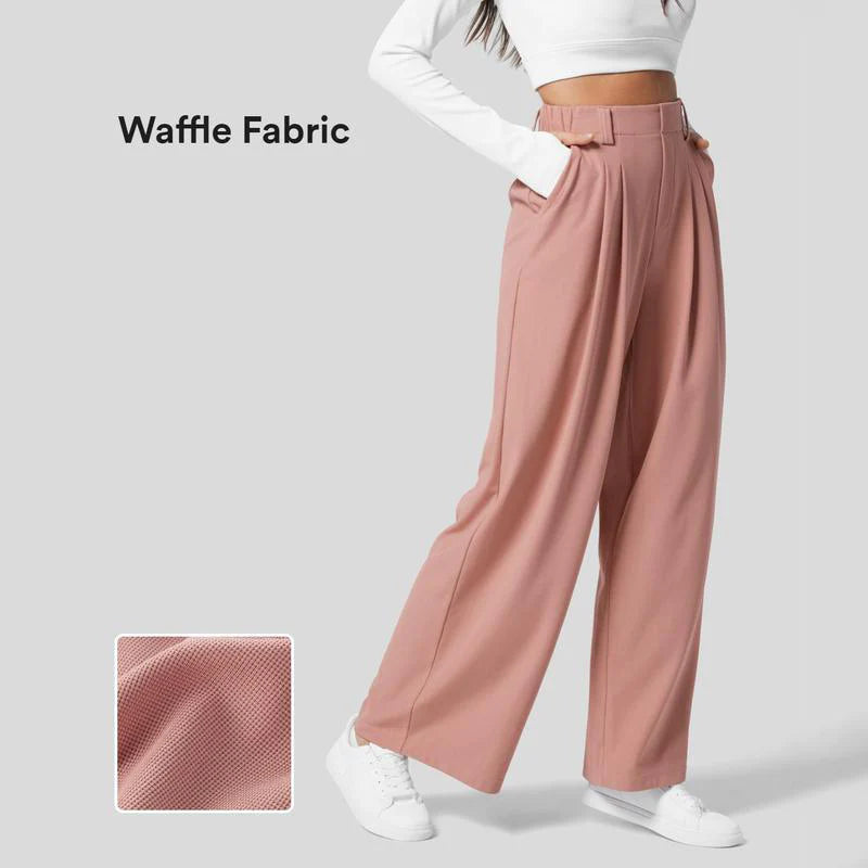 High Waisted Wide Leg Waffle Work Pants L9333