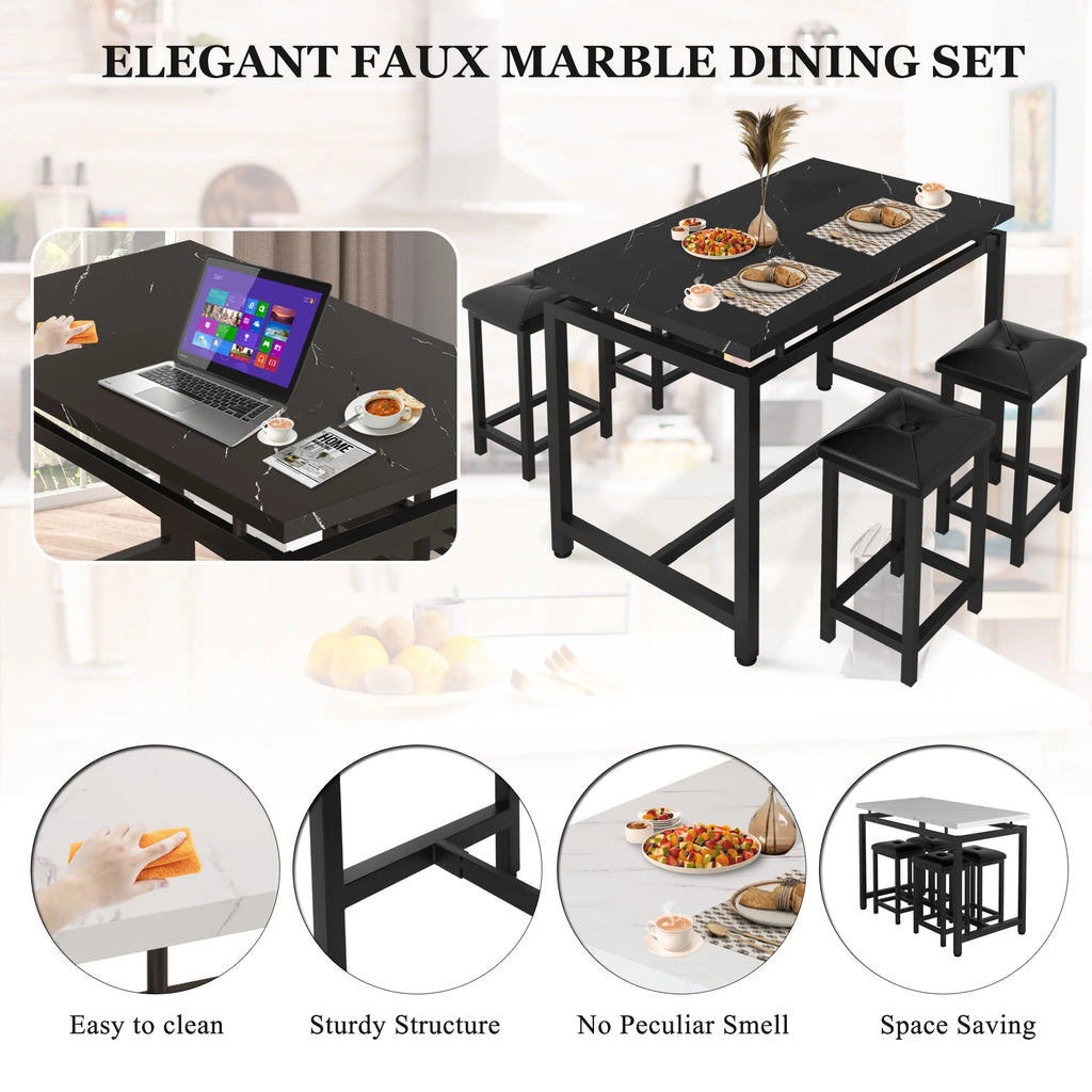 Black 5 Piece Counter Height Dining Set with 4 Chairs B850