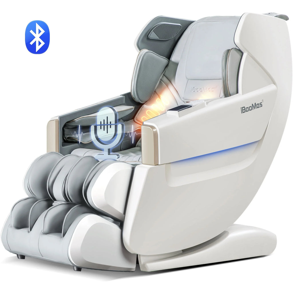 4D Full Body Zero Gravity Shiatsu Recliner with Heating White E726674
