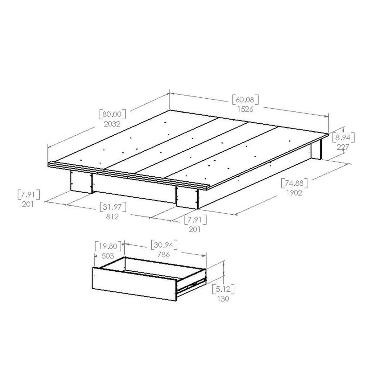 Queen Bed and Nightstand and 6 Drawer Dresser Set in Gray Oak E71105