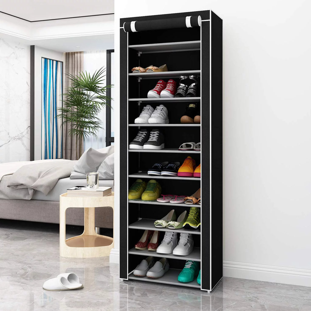 10 Tiers 9 Lattices Shoe Rack Storage Organizer Black P885