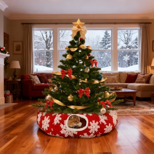 Foldable Plush Cat Tunnel Bed with Washable Cushion P5312