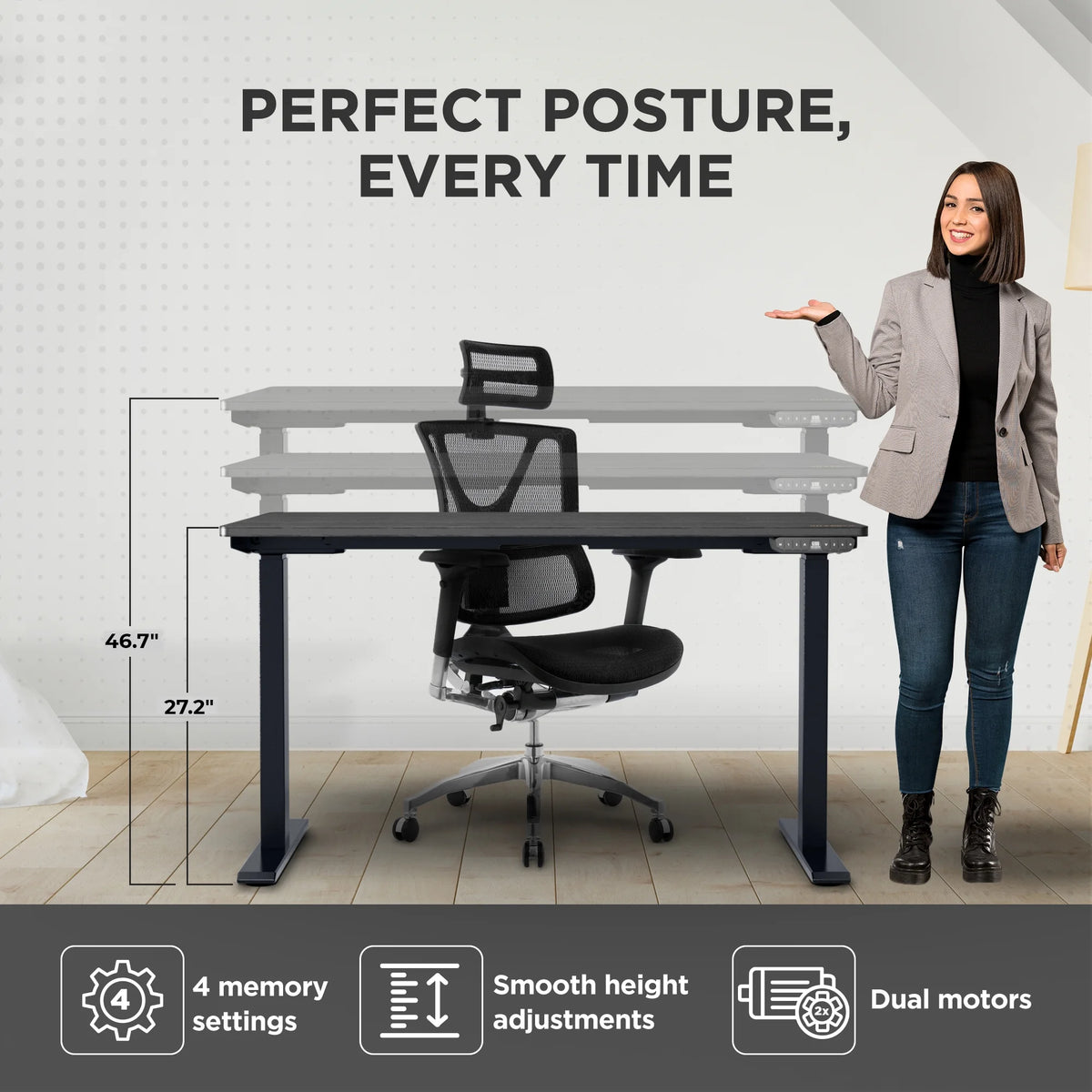 Electric Standing Desk 48x30" Bamboo Desktop K603723