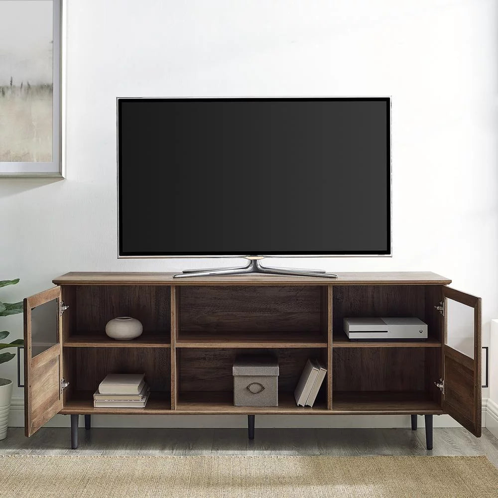 58" Glass and Wood TV Console L3025