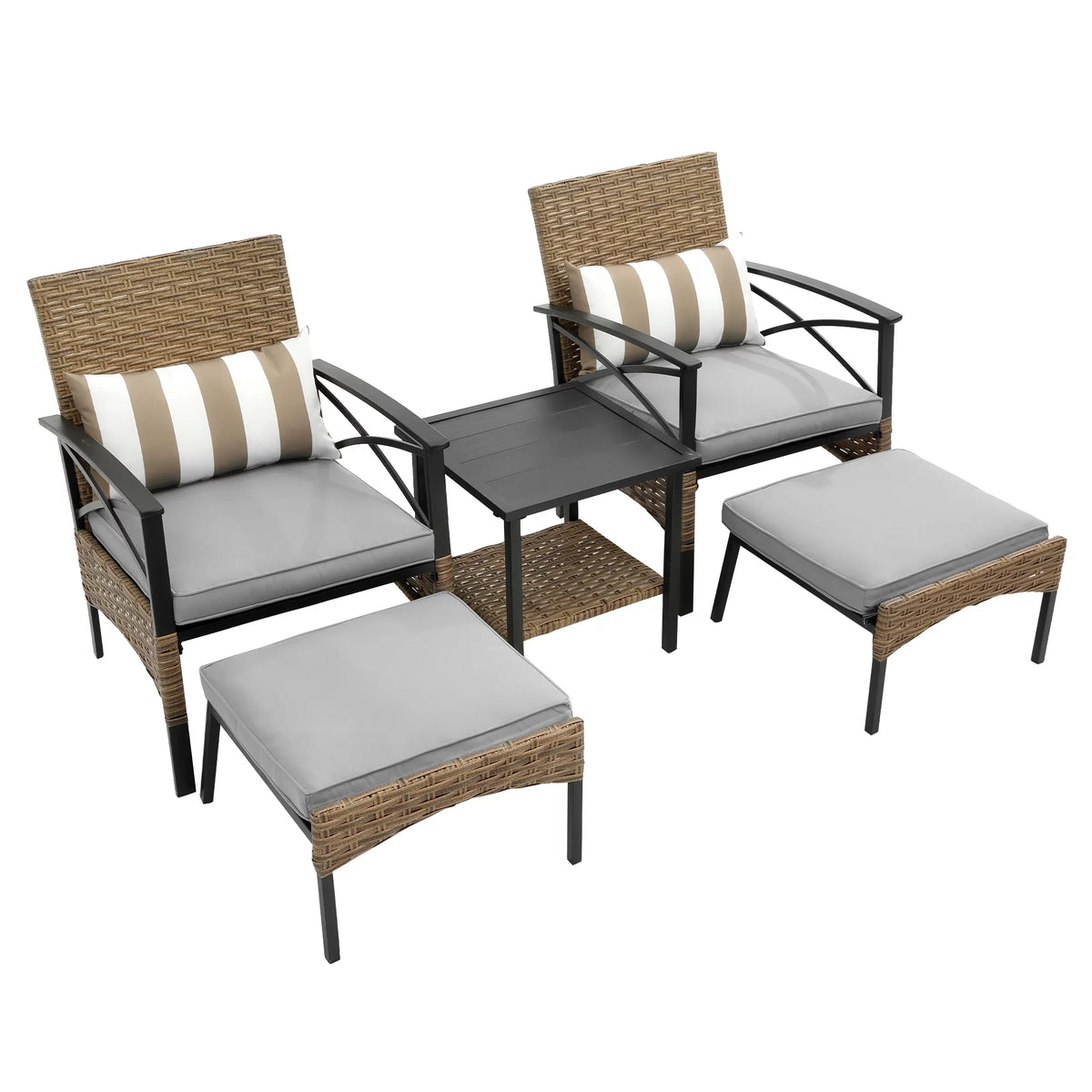 5 Piece PE Wicker Patio Furniture Set with Coffee Table B286