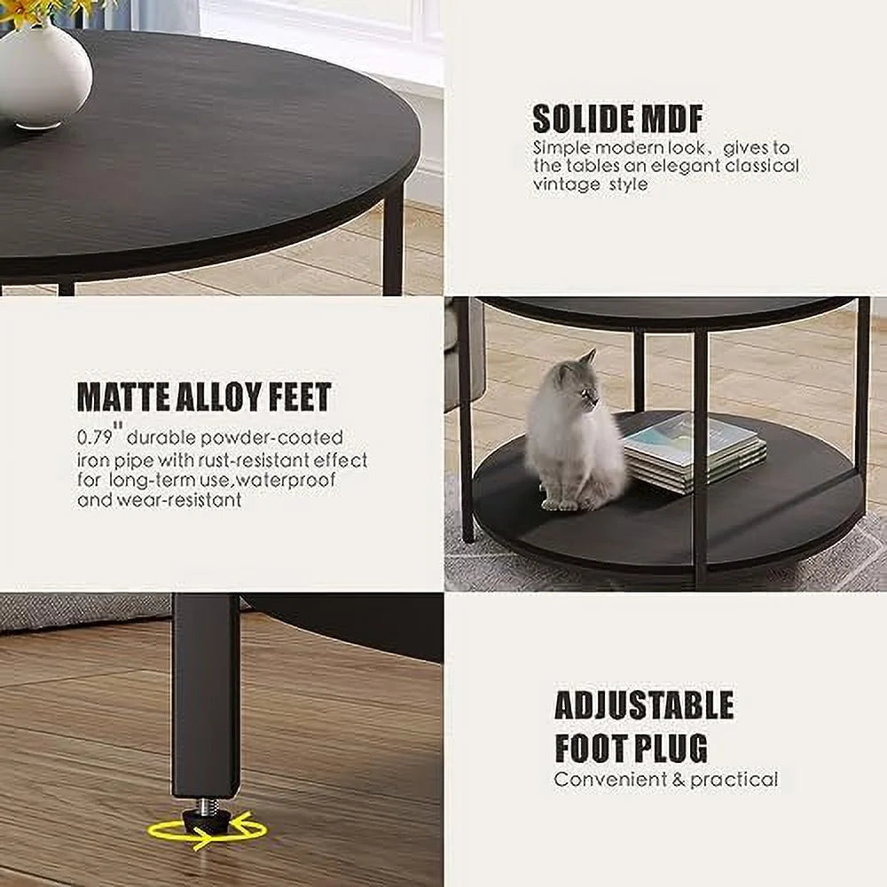 Wood Round Coffee Table with Metal Legs T292526