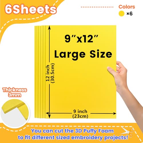 15 Pc 3mm Embroidery Puffy Foam 9"x12" D174828