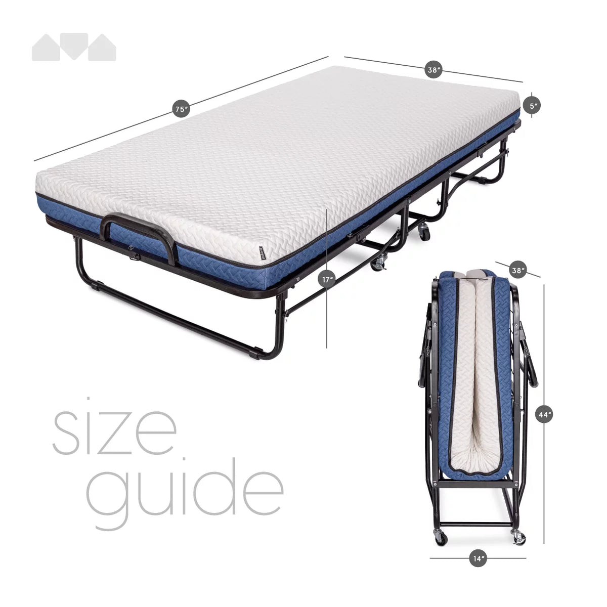 Folding Bed with Memory Foam Mattress Twin Size N33709