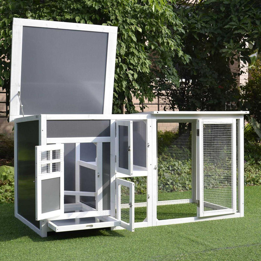 Outdoor Wooden Chicken Coop with Run Area C382613
