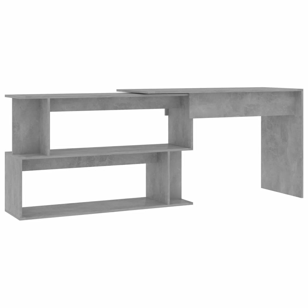Concrete Gray Engineered Wood Corner Desk L94302