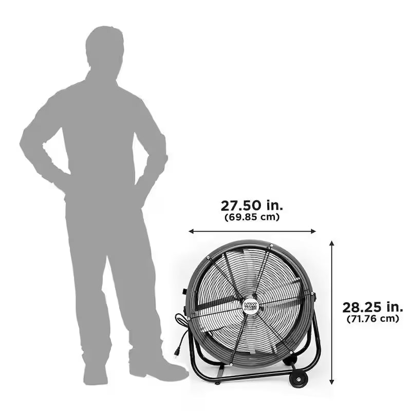 2 Fan Speeds Drum Fan in Red with Snap-On Wheels H4427