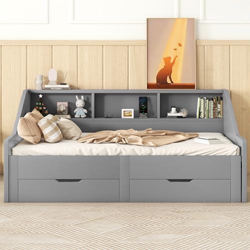 White Wood Twin to King Daybed with Trundle and Storage X4111