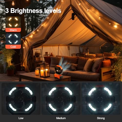 40000mAh Orange Camping Fan with LED Light M5895