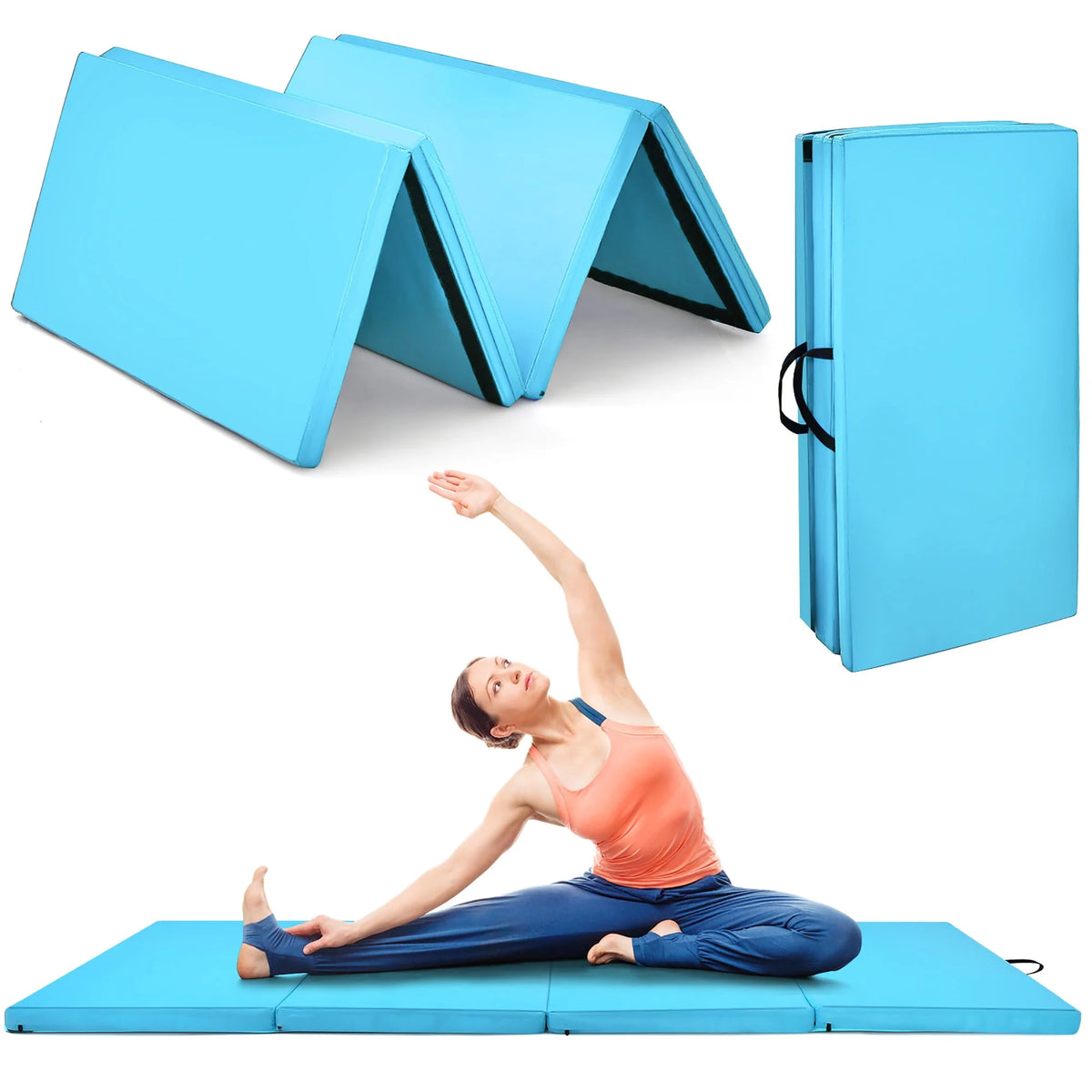 Navy 4'x8'x2'' Folding Gymnastics Mat Z3164
