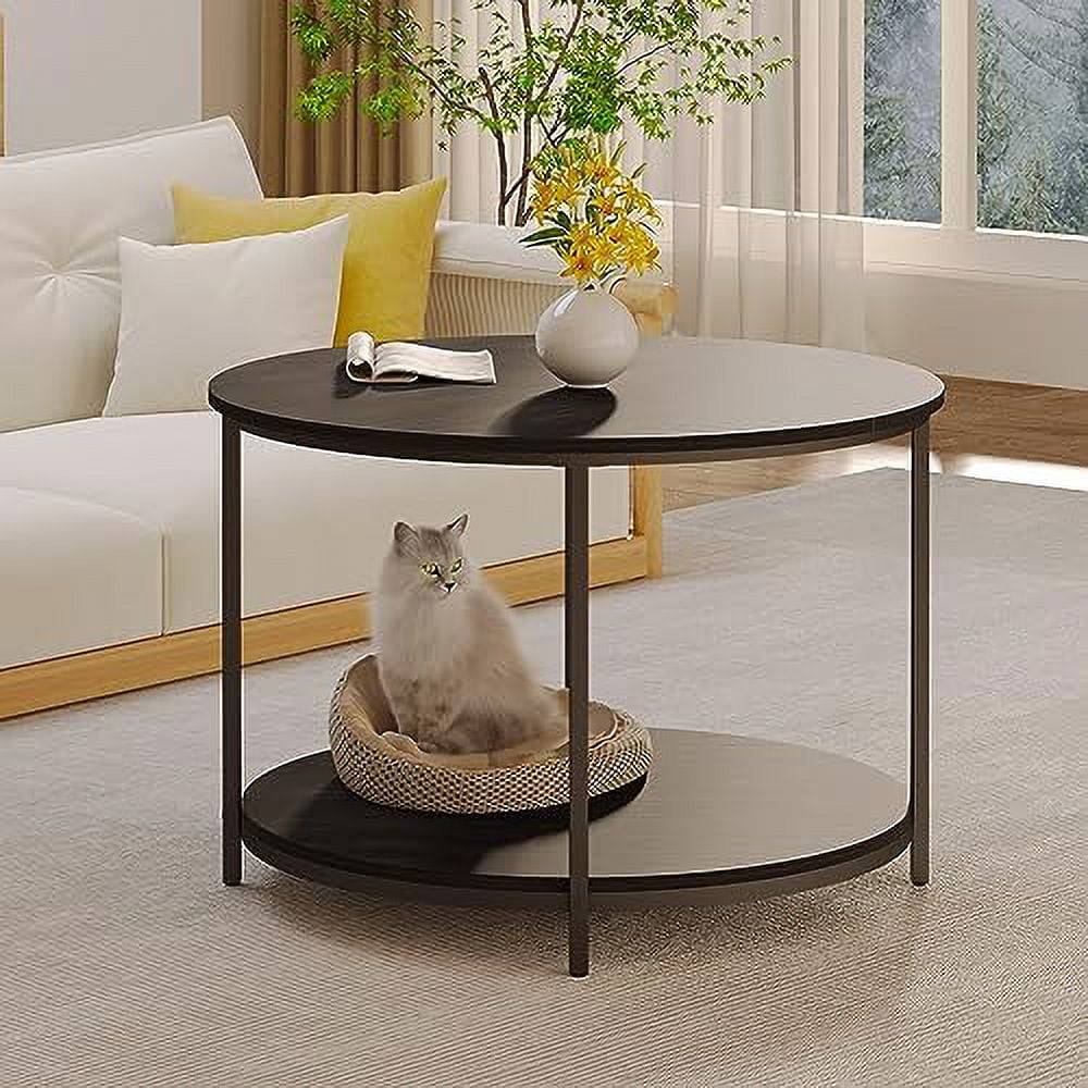 Wood Round Coffee Table with Metal Legs T292526