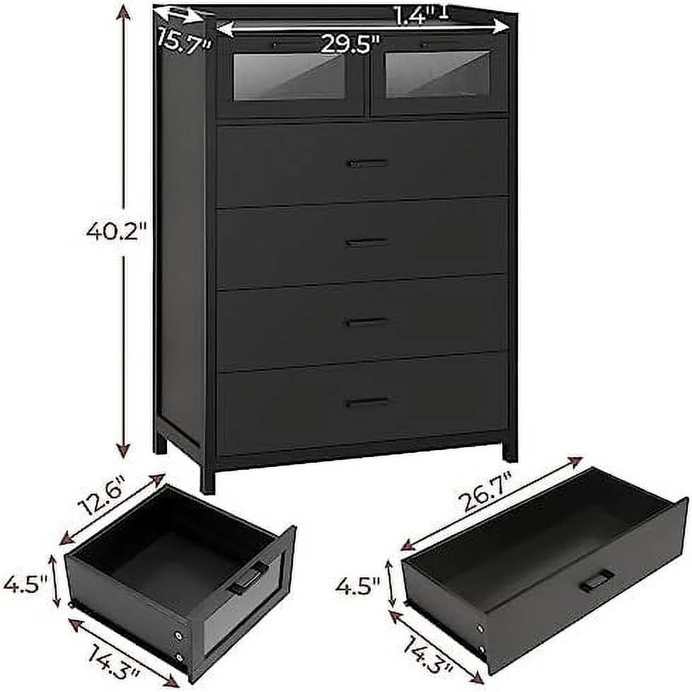 White Tall 6 Drawers Wood Dresser S372168