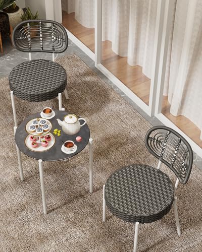 3 Piece Rattan Patio Dining Set with Round Table F998921
