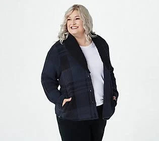 Indigo Plaid Cardi U494746