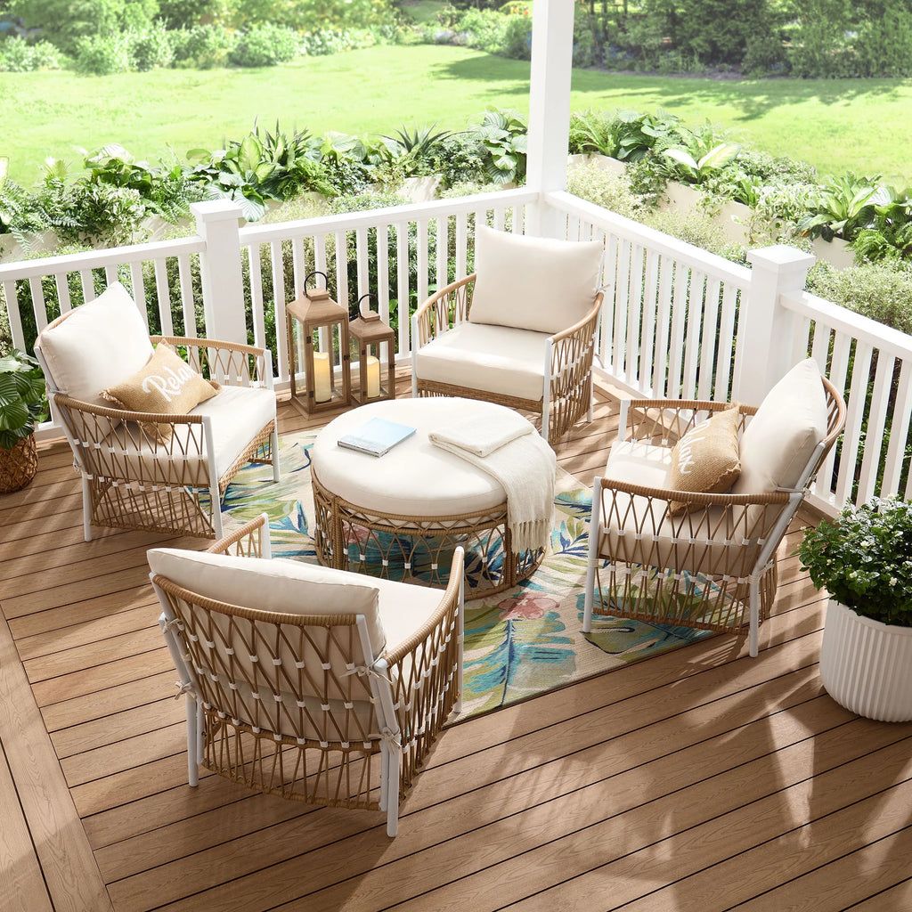 2-Pack White Outdoor Wicker Lounge Chair W52601