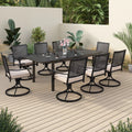 9 Piece Outdoor Patio Dining Set with Swivel Chairs and Expandable Table E9160