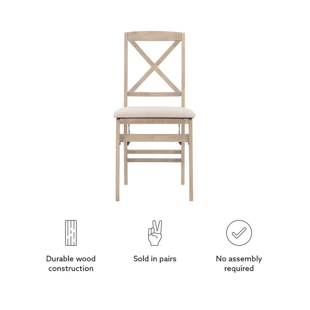 Set of Two Graywash Wood Folding Chairs T230
