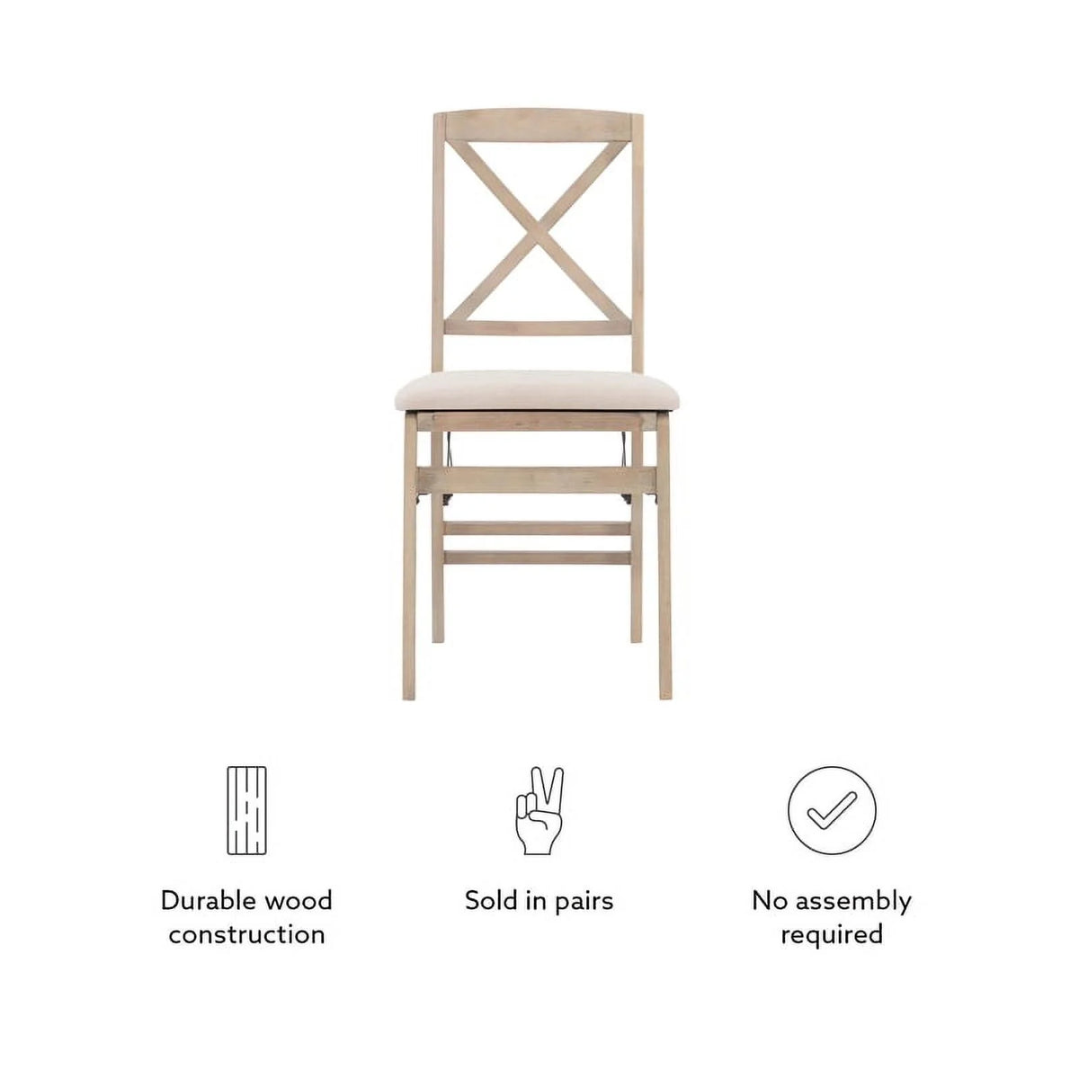 Set of Two Graywash Wood Folding Chairs T230