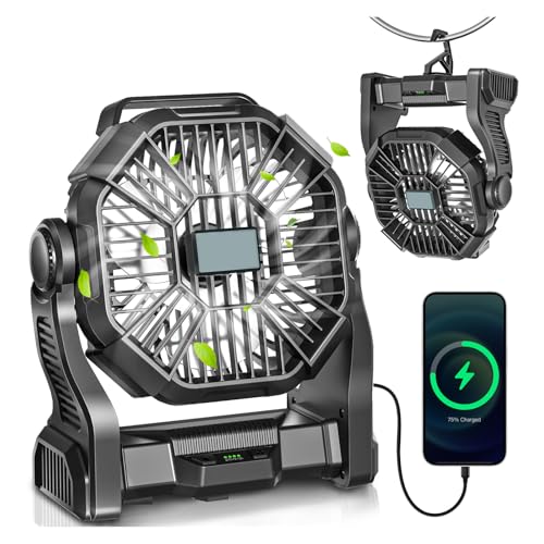 Portable Rechargeable Camping Fan with LED Lights K660567