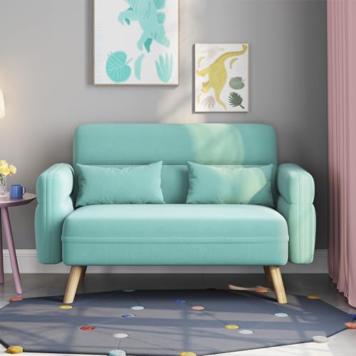 Aquamarine Fabric 2 Seater Sofa with Lumbar Pillows U560