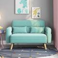 Aquamarine Fabric 2 Seater Sofa with Lumbar Pillows U560