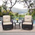 Khaki Wicker Swivel Rocker Chairs with Table Y867