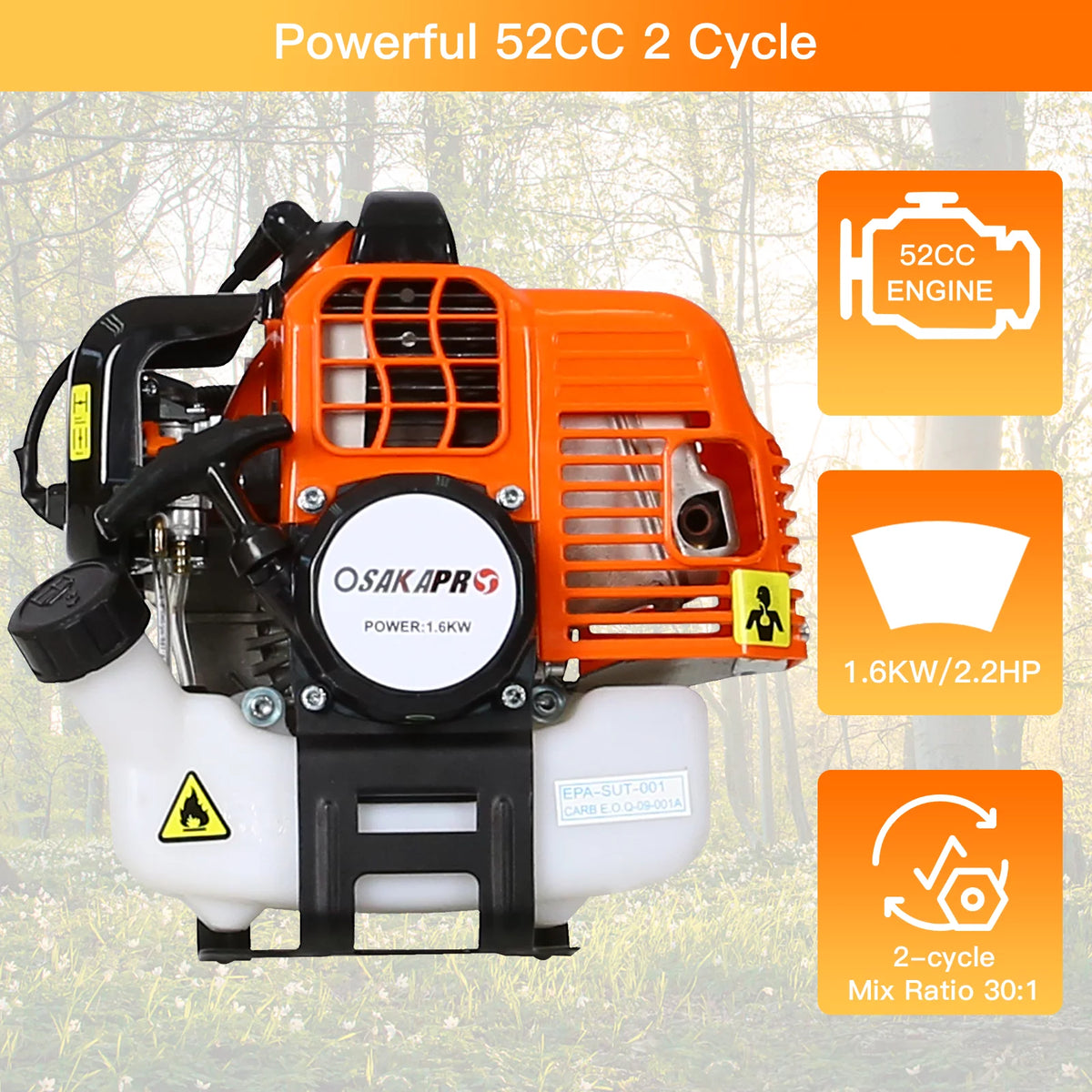 4 in 1 Gas String Trimmer with Pole Saw, Hedge Trimmer and Brush Cutter, 33CC 2-Cycle L484