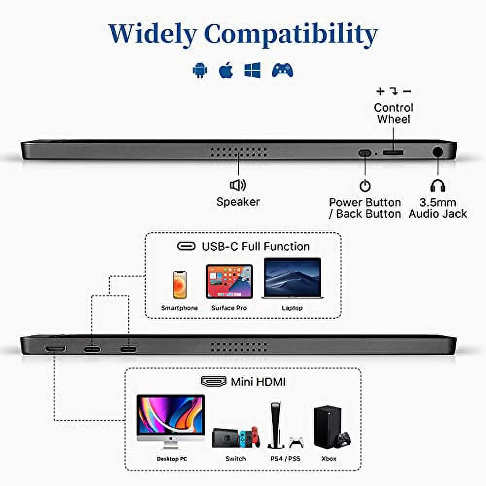15.6'' 1080P FHD USB-C Portable Monitor with Smart Cover & Dual Speaker G759