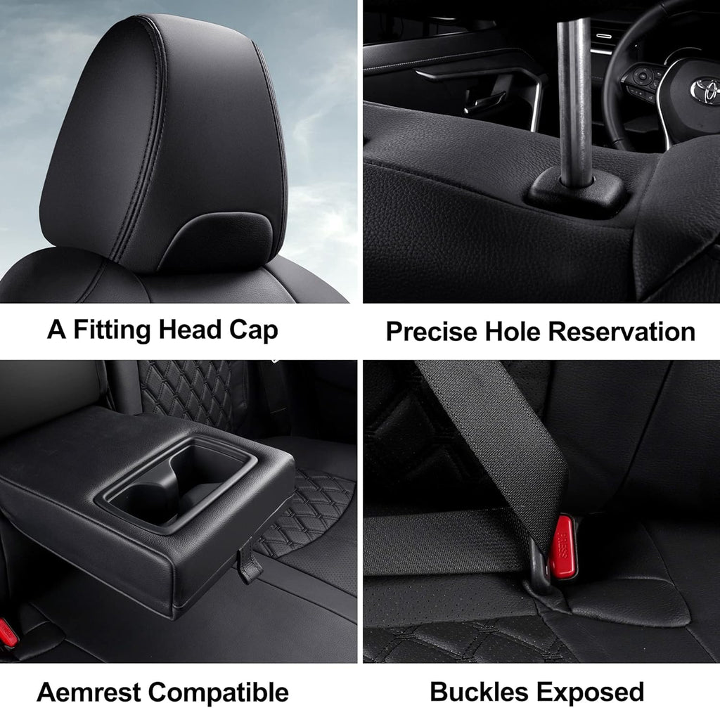 Pu Leather Car Seat Covers Full Set Black N419716