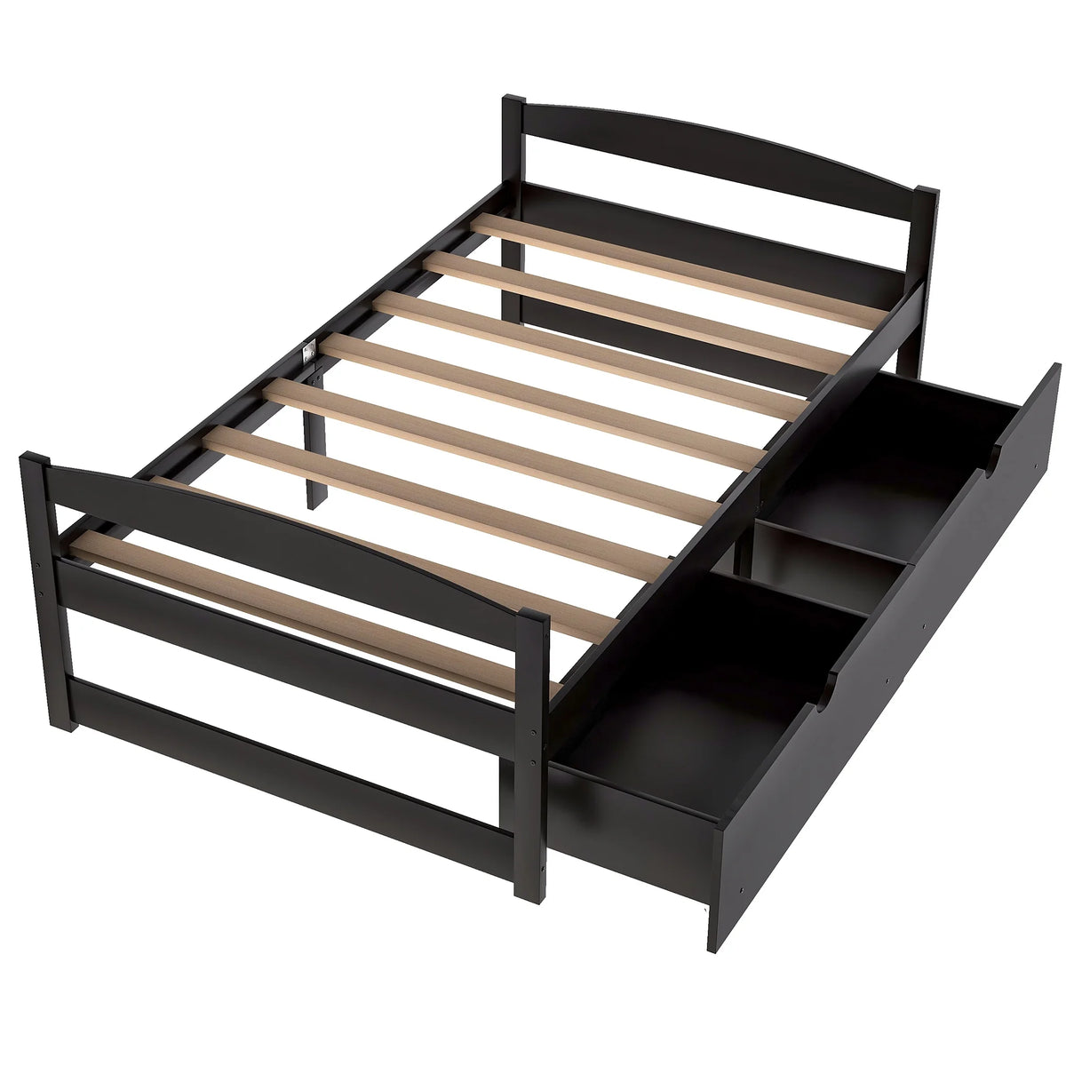 White Twin Storage Bed Frame with Drawers U7201