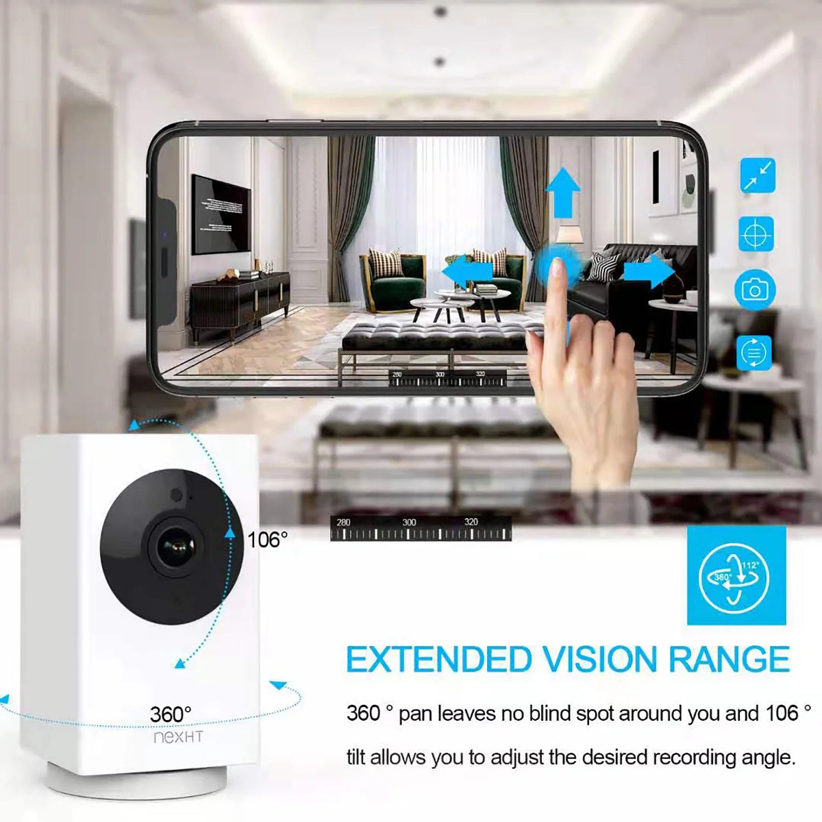1080P Pan Tilt 8X Zoom Indoor Smart Camera with Night Vision Motion Detection 2-Way Audio P747282