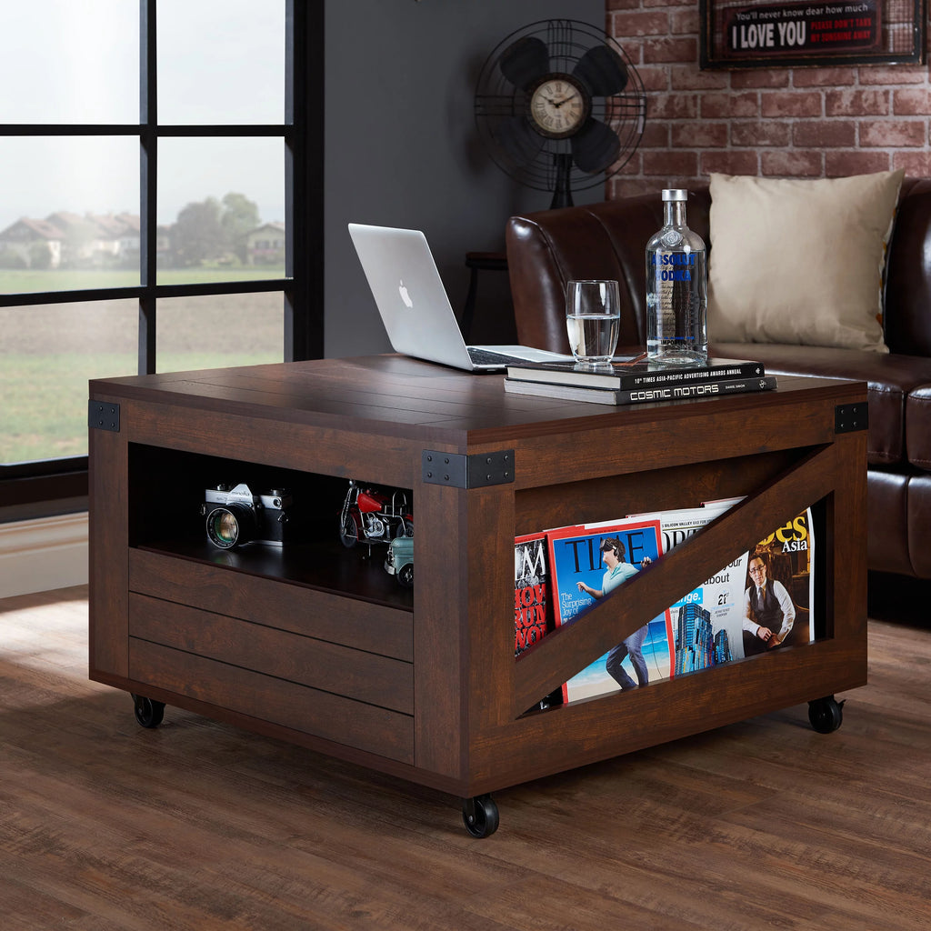 Walnut Coffee Table with Casters F89910