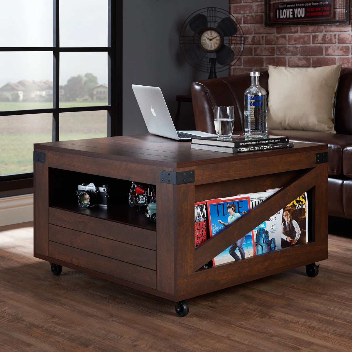 Walnut Coffee Table with Casters F89910