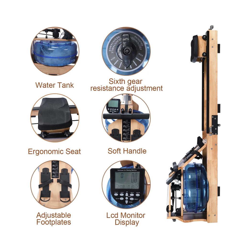 Water Rowing Machine with LED Display Foldable B4437