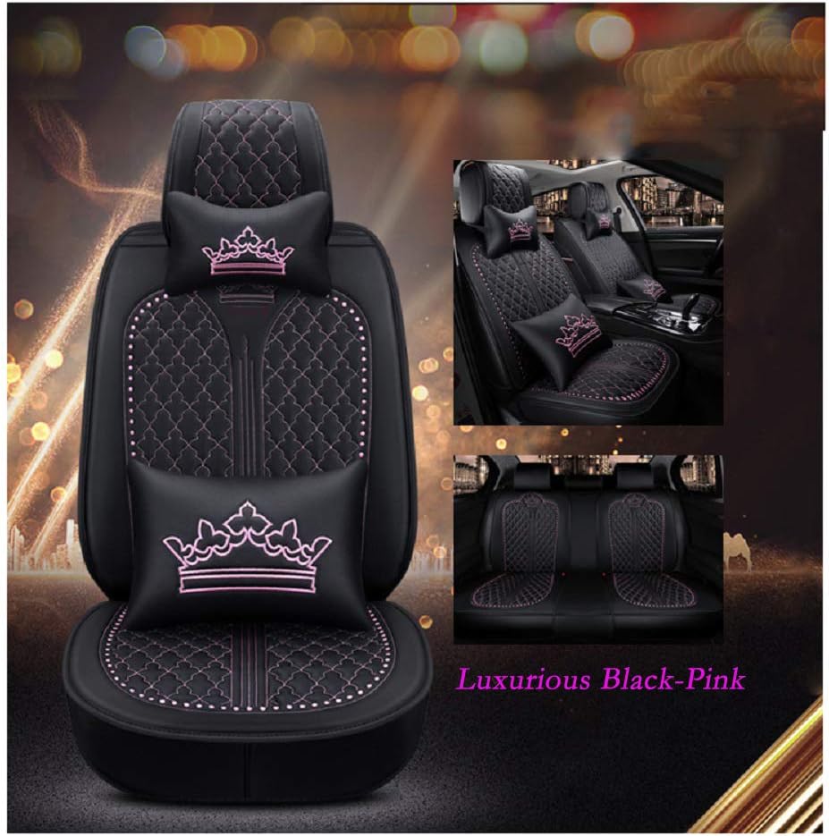 Car Seat Covers 5 Seats Full Set Black-Pink R4482