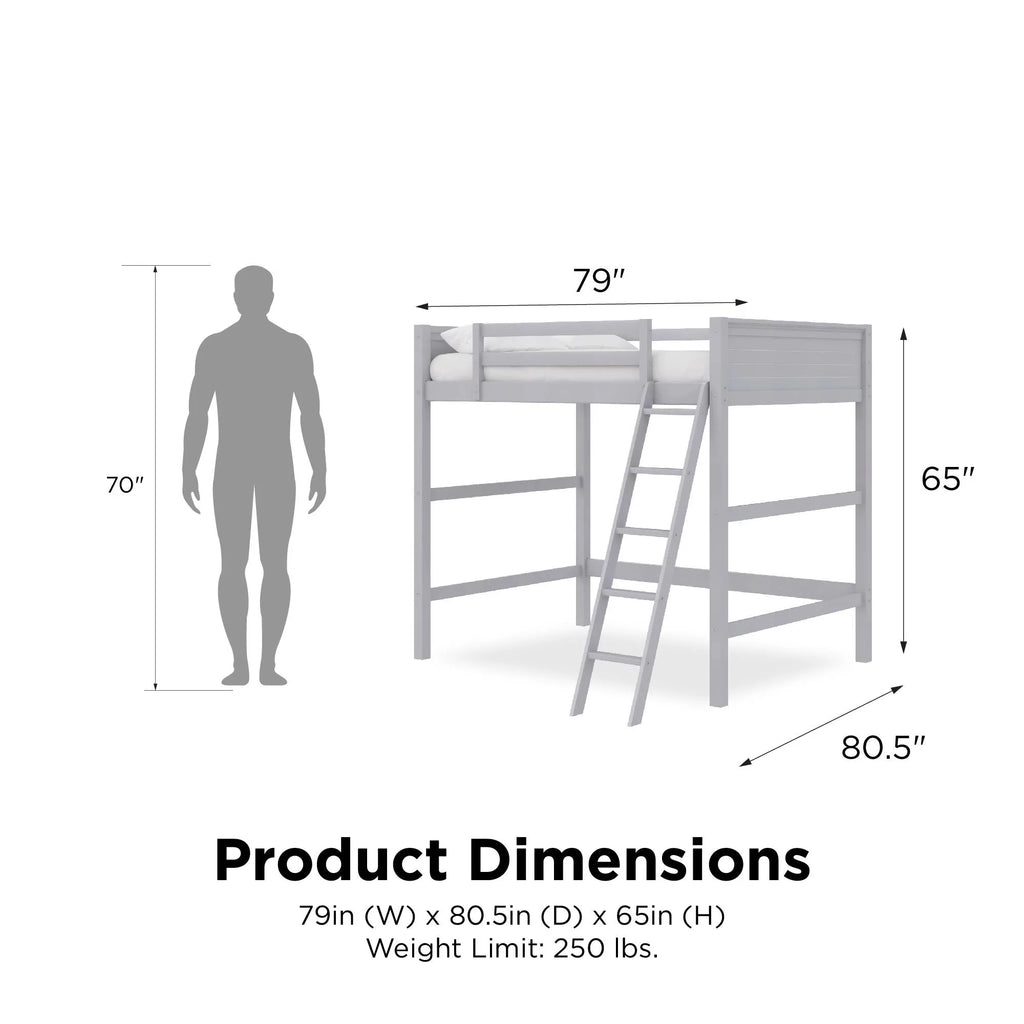 Full Size Loft Bed with Ladder, Gray L181