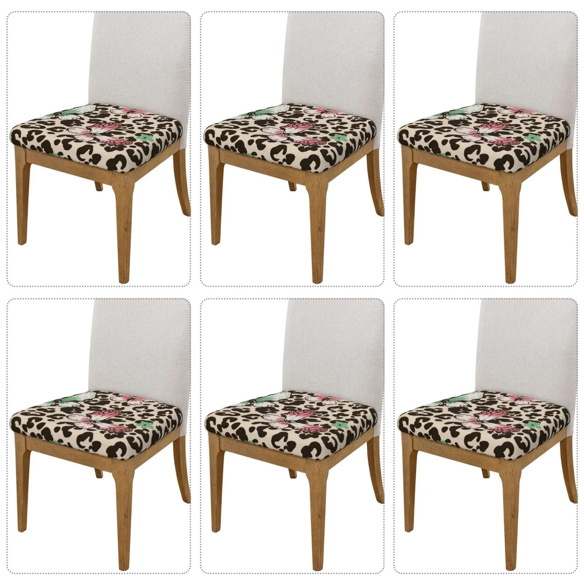 Leopard Dots Print Stretch Dining Chair Seat Covers D4591