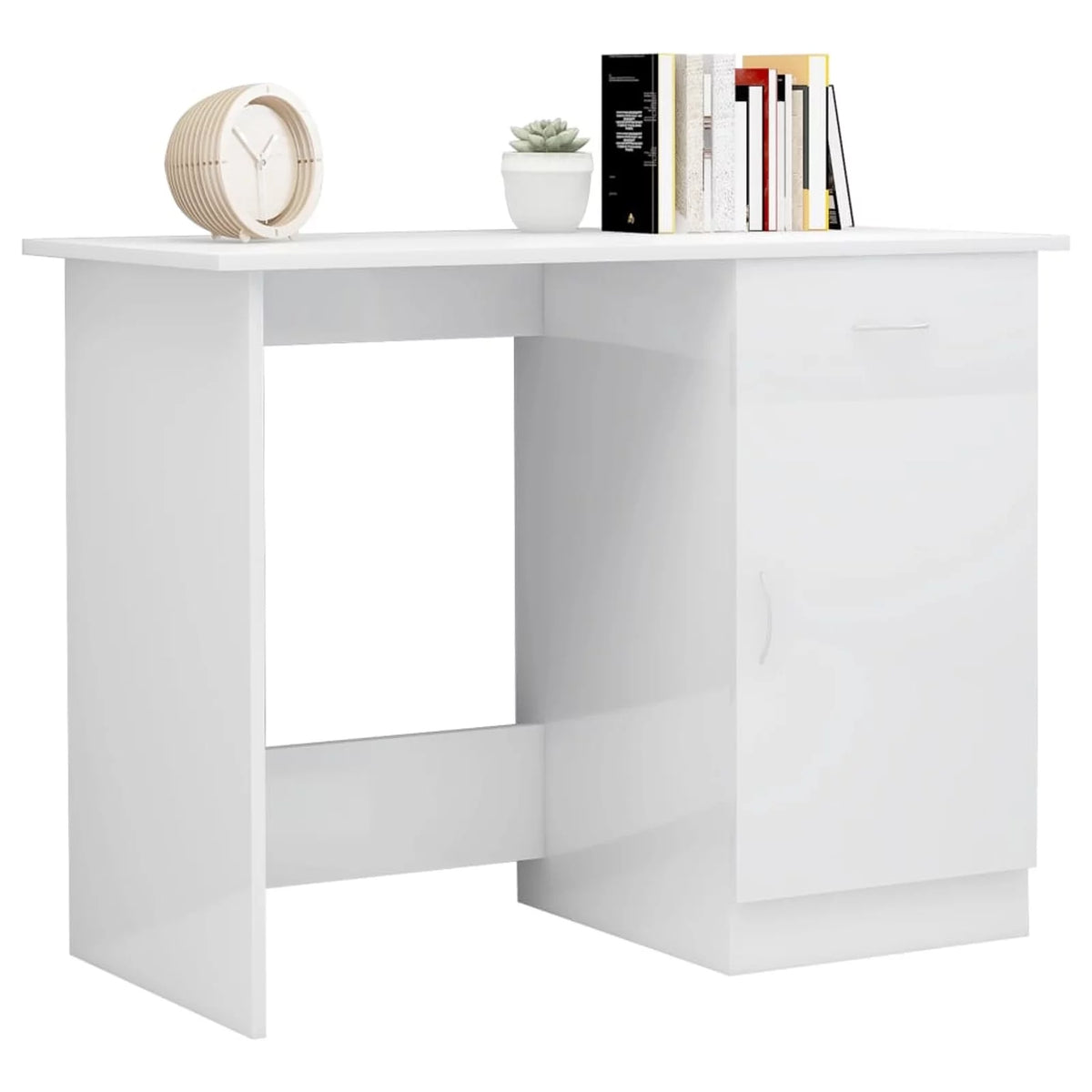 High Gloss White Engineered Wood Desk W3545