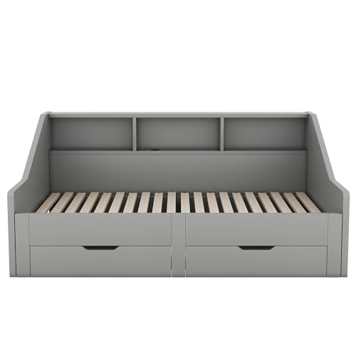 White Wood Twin to King Daybed with Trundle and Storage X4111