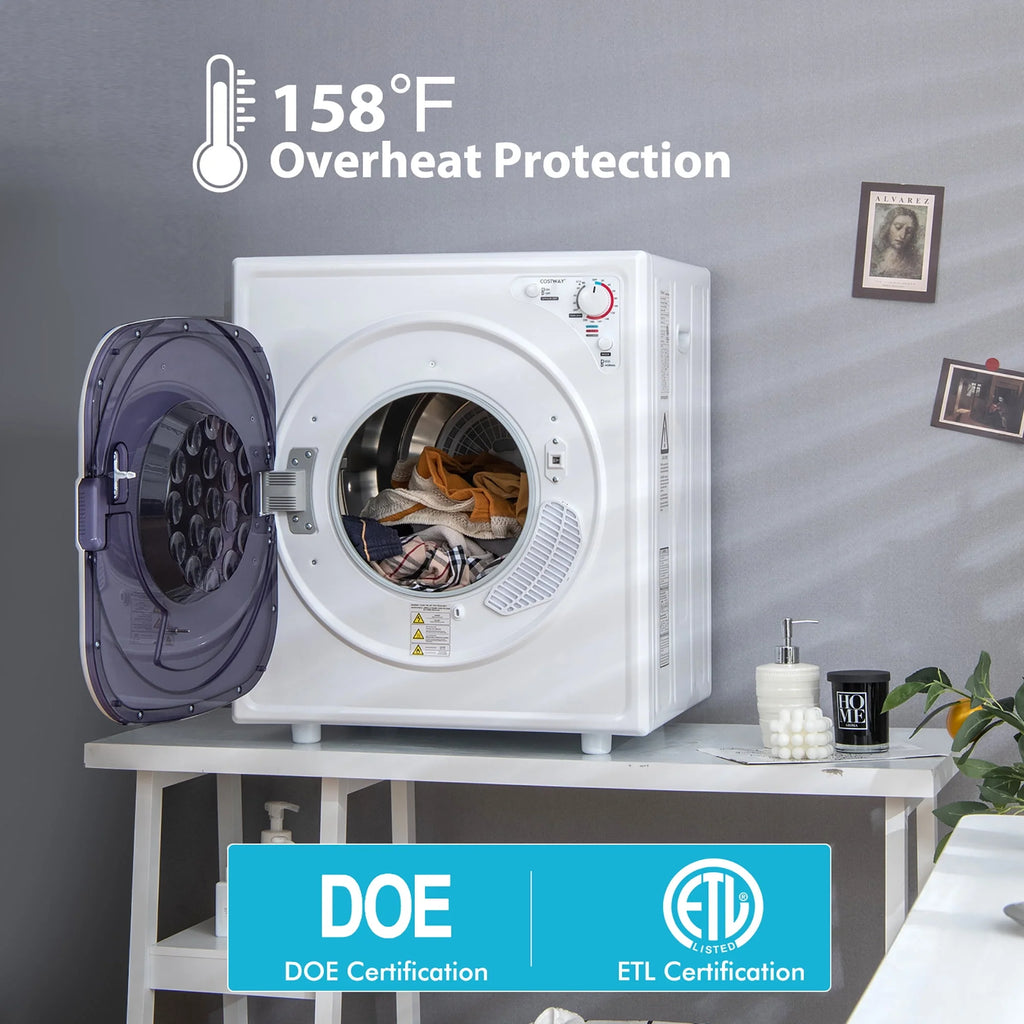 1500W Compact Electric Laundry Dryer Stainless Steel 13.2 lbs H74973