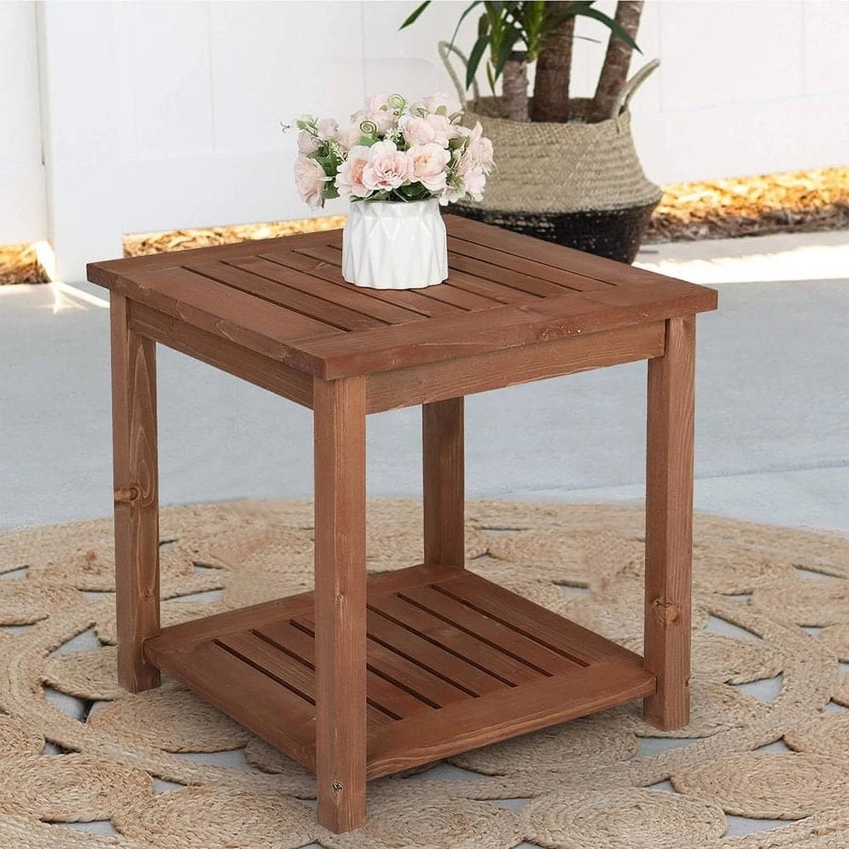 Light Brown Fir Wood Side Table 19" x 14" x 19" E233522