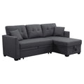 Dark Gray 3-Seat Fabric Sleeper Sectional Sofa with Storage A496