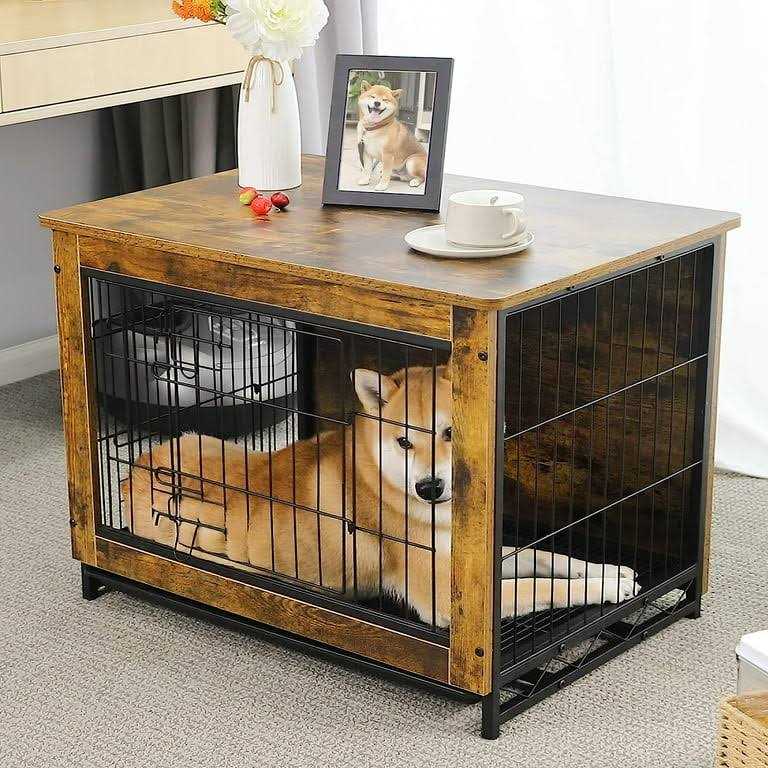 Wooden Dog Crate End Table B800