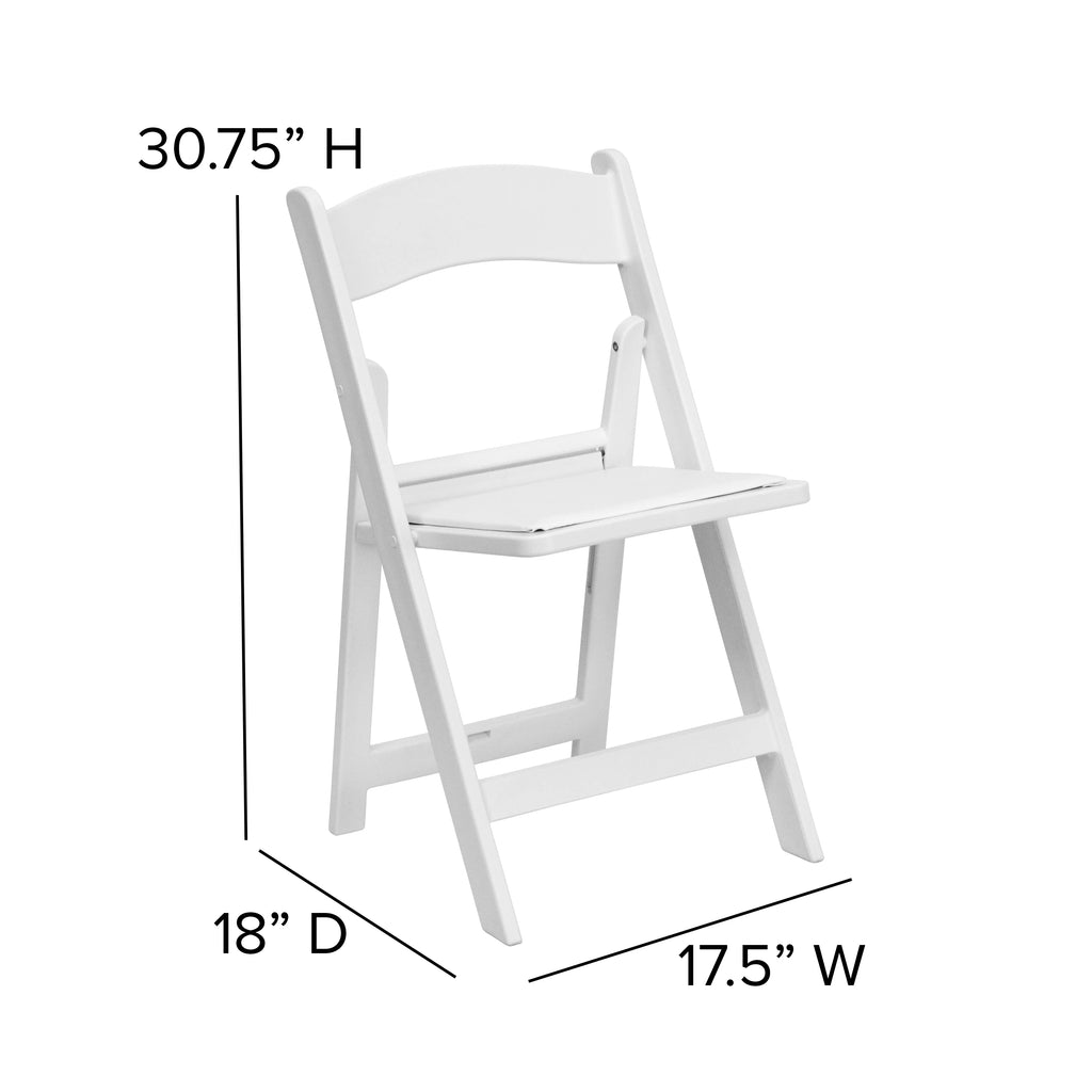 Set of 4 White Resin Folding Chairs U703591