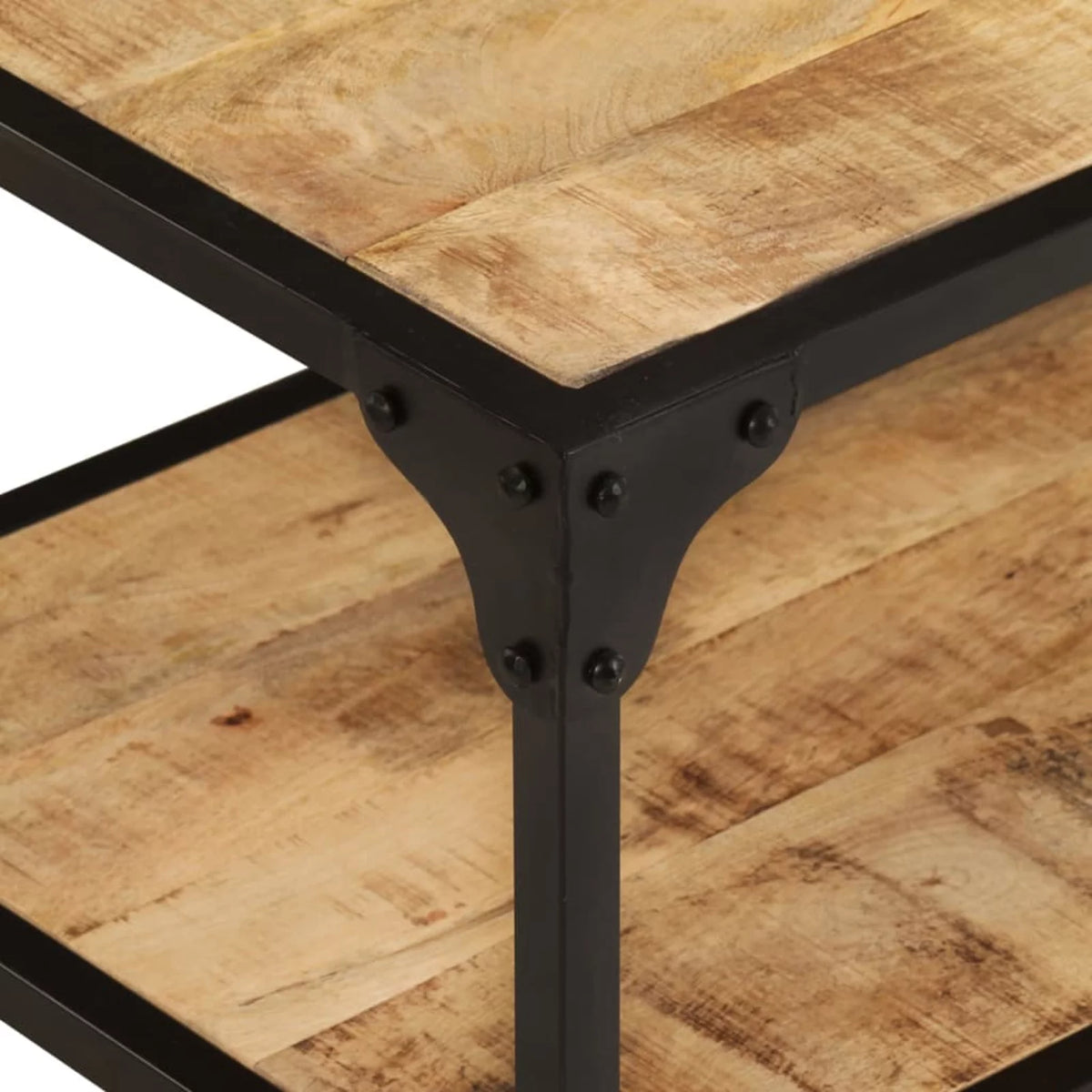 Coffee Table with Storage Shelf Mango Wood Iron Frame H463476