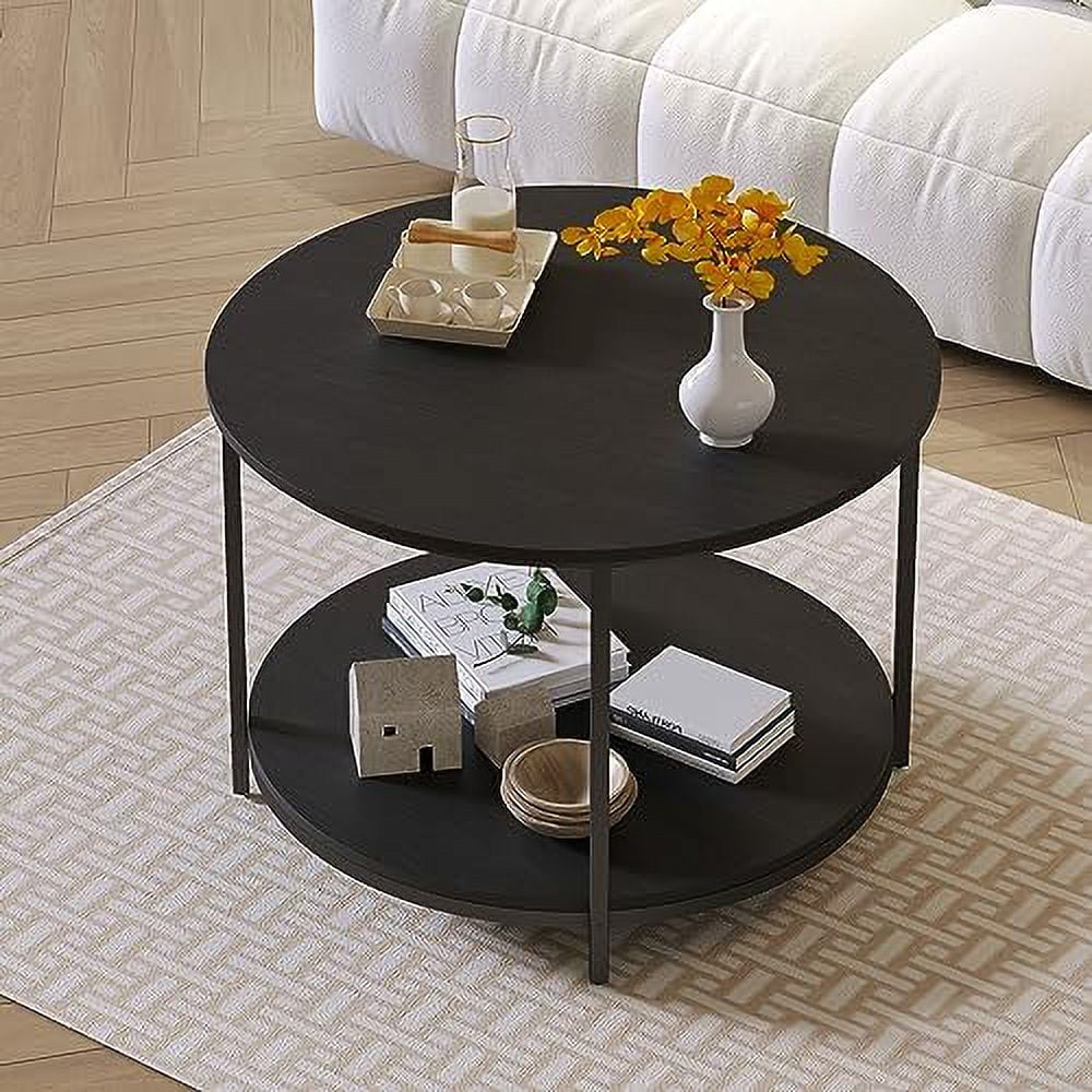 Wood Round Coffee Table with Metal Legs T292526